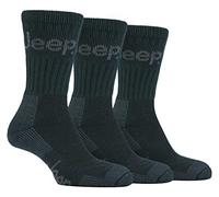 Jeep - Blue Men's Cotton Padded Hiking Socks - 3 Pack | Natural Fibre Hosiery | Extra Padding | Cushioned Contact Area | Breathable Shoe Layer | Long Distance Trailwear
