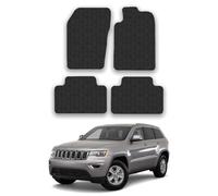 Jeep Grand Cherokee (2011-2020) Heavy Duty Thick Rubber Car Mats Accessories Tailored Fit Front Rear Set Compatible Accessory Waterproof Durable Non-Slip 5mm Full Coverage Protection with Clips