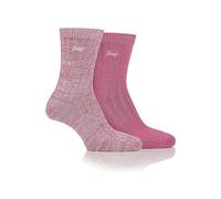 Jeep Ladies 2 Pack Cerise/Cream Performance Polyester Socks Cream