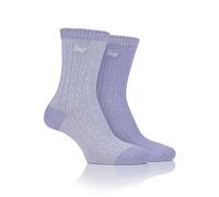 Jeep Ladies 2 Pack of Lilac/Cream Supersoft Rib Boot Socks Cream