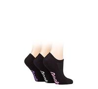 Jeep 3 Pack Ladies Anti Blister Bamboo No Show Socks with Non Slip Heel Grip - 4-8 UK - Black