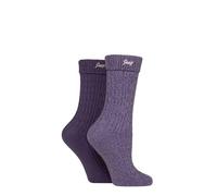 Jeep Ladies Boot Socks - Super Soft Feel Polyester with Turn Over Top, Plain and Marl Pack of 2 Lilac/Purple 4-8