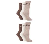 Jeep Ladies Cotton Boot Socks - Cushioned foot with Ribbed Leg, Plain, Breathable for Walking, Hiking and Outdoors Size 4-8 6 Pair Multipack Tan Cream