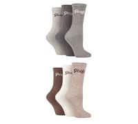 Jeep Ladies Cotton Boot Socks - Cushioned foot with Ribbed Leg, Plain, Breathable for Walking, Hiking and Outdoors Size 4-8 6 Pair Multipack Slate Tan