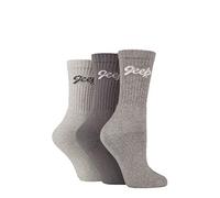 Jeep Ladies Cushioned Foot Cotton Boot Socks Pack of 3 Slate/Grey 4-8