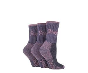 Jeep Ladies Luxury Terrain Boot Socks Pack of 3 Purple/Pink 4-8