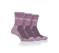 Jeep Ladies Pack of 3 Boot Socks - Pink Pink