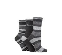 Jeep Ladies Performance Full Cushion Striped Boot Socks Pack of 3 Slate/Grey 4-8