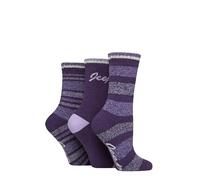 Jeep Ladies Performance Full Cushion Striped Boot Socks Pack of 3 (UK, Numeric, 4, 8, Regular, Regular, Lilac/Purple/Cream)