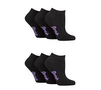 Jeep 6 Pack Ladies Cotton Cushioned Low Cut Sport Ankle Socks for Running - 4-8 UK - Black