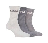 Jeep Ladies Ribbed Outdoor Boot Socks - 3 Pack, Reinforced Heel and Toe Hiking Socks - 4-8 UK - Slate / Grey