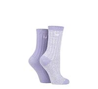 Jeep Womens 2 Pack Super Soft Ribbed Boot Socks (Lilac / Cream) Lilac / Cream