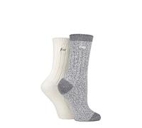 Jeep Ladies Super Soft Ribbed Boot Socks Pack of 2 Slate/Cream 4-8