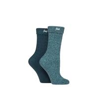 Jeep Ladies Super Soft Turn Over Top Polyester Boot Socks Pack of 2 (UK, Numeric, 4, 8, Regular, Regular, Jade/Teal)