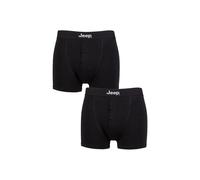 Jeep Men's 2 Pack Cotton Plain Fitted Button Front Trunk Boxer Shorts in Black | Size: Large Jeep Black L