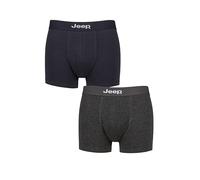 Jeep Mens 2 Pack Cotton Plain Fitted Hipster Trunk Boxer Shorts - Navy/Charcoal Medium