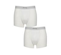 Jeep Mens 2 Pack Cotton Plain Fitted Hipster Trunk Boxer Shorts - White Medium