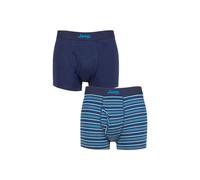 Jeep Men's 2 Pack Plain & Striped Cotton Keyhole Trunks in Mid Navy | Size: Medium Jeep Mid Navy M