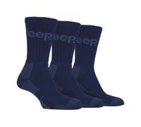 Jeep Mens 3 Pair Cushion Sole Hiking Work Socks - 6-11 - Navy