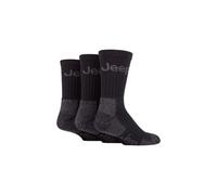 Jeep Men's JM273 3 Pair Luxury Terrain Socks (6-11, Black/Grey)