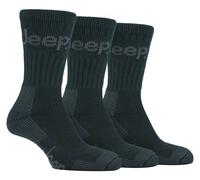 Jeep Mens 3 Pair Cushion Sole Hiking Work Socks - 6-11 - Green