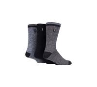 Jeep Terrain Men's Leisure Sock for Hiking and Outdoors - Cushioned Foot, Ribbed Leg, Cotton Polyester Mix - 3 Pairs - Black 6-11