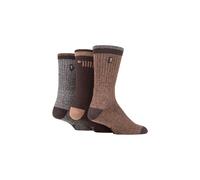 Jeep Men's 3 Pair Terrain Leisure Socks in Brown | Size: 6-11 Jeep Brown 6-11