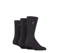 Jeep Mens 3 Pair Urban Trail Cotton Sports Socks In 3 Colours (6-11, Black/Black)