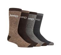 Jeep Men's 4 Pack Recycled Cotton Boot Socks | Thick Knit Full Cushioned Socks - Brown / Earth - 6-11 UK
