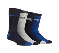 Jeep Men's 4 Pack Recycled Cotton Boot Socks | Thick Knit Full Cushioned Socks - Navy / Blue - 6-11 UK