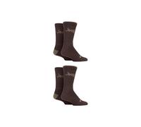 Jeep Mens Performance Plain Ribbed Socks Pack of 4 Brown/Earth 6-11
