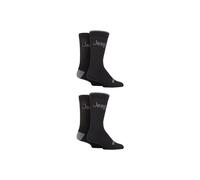 Jeep Mens Performance Plain Ribbed Socks Pack of 4 Black/Charcoal 6-11