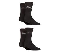 Jeep Mens Plain Boot Socks - Regenerated Cotton Soft Breathable, for Walking, Hiking & Outdoors 4 Pair Multipack Size 6-11 Black/Black