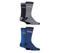 Jeep Mens Boot Socks Durable Regenerated Cotton Marl Soft Breathable for Walking Hiking Outdoors 4 Pair Multipack Size 6-11 Navy/Light Grey