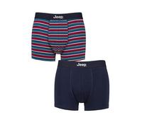 Jeep Mens Cotton Fitted Trunks - Plain, Striped, Patterned, Tagless, Soft, Breathable, Comfy, 2 Pack Sizes S,M,L,XL Navy/Blue M