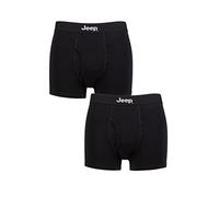 Jeep Mens Cotton Plain Fitted Button Front Trunk Boxer Shorts (S, Black/Black)