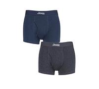 Jeep Men's Cotton Plain Fitted Key Hole Trunk Boxer Shorts - Navy/Charcoal M