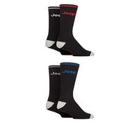 Jeep Mens Cushioned Crew Sports Socks Pack of 4 in sizes 6-11 Assorted Colours Perfect for Sports and the Gym Black 6-11