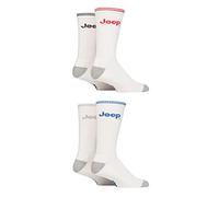 Jeep Mens Cushioned Crew Sports Socks Pack of 4 in sizes 6-11 Assorted Colours Perfect for Sports and the Gym White 6-11