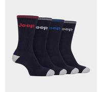 Jeep Mens Sport Crew Socks 4 Pack Cotton Running Socks with Reinforced Heel and Toe (6-11, Navy)