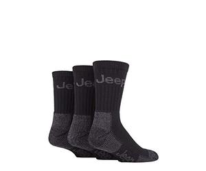 Jeep Men's JM273 3 Pair Luxury Terrain Socks (6-11, Black/Grey)