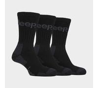 Jeep Men's Luxury Cushioned Cotton Hiking Socks - 3 Pack, Black 6-11