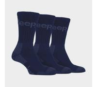 Jeep Mens 3 Pair Cushion Sole Hiking Work Socks - 6-11 - Navy