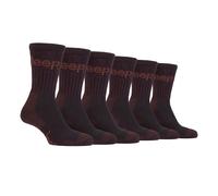 Jeep Mens Luxury Cushioned Cotton Hiking Socks (Multipack Options) - 6-11 UK - Brown - 6 Pack