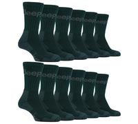 Jeep Mens Luxury Cushioned Cotton Hiking Socks (Multipack Options) - 6-11 UK - Green - 12 Pack