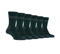 Jeep Mens Luxury Cushioned Cotton Hiking Socks (Multipack Options) - 6-11 UK - Green - 6 Pack