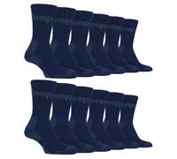 Jeep Mens Luxury Cushioned Cotton Hiking Socks (Multipack Options) - 6-11 UK - Navy - 12 Pack