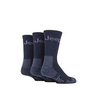 Jeep Men's Luxury Terrain Cotton Boot Socks 3 Pair Pack | Thick, Cushioned, Heavy Duty, Outdoors, Walking, Camping and Hiking, Assorted Colours, Multipack