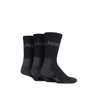 Jeep Men's Luxury Terrain Cotton Boot Socks 3 Pair Pack | Thick, Cushioned, Heavy Duty, Outdoors, Walking, Camping and Hiking, Assorted Colours, Multipack