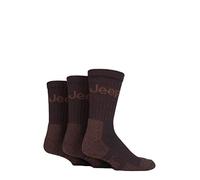 Jeep Men's Luxury Terrain Cotton Boot Socks 3 Pair Pack | Thick, Cushioned, Heavy Duty, Outdoors, Walking, Camping and Hiking, Assorted Colours, Multipack